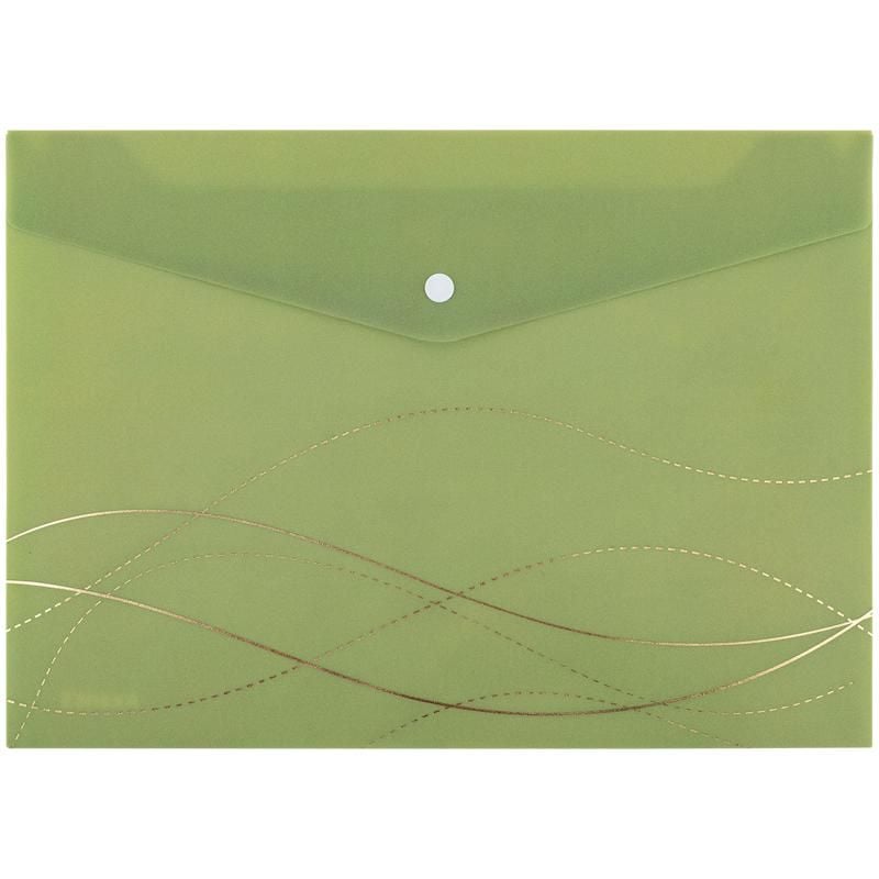 Папка на кнопці А4, непрозора, з шимером Waves, зелена (12 шт/уп) 1495-42 Axent