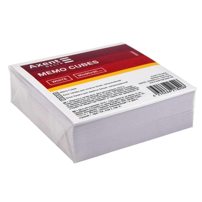 Папір блок білий 90*90*30 непроклеєний 210 арк +/- 3% D8003 Delta by Axent
