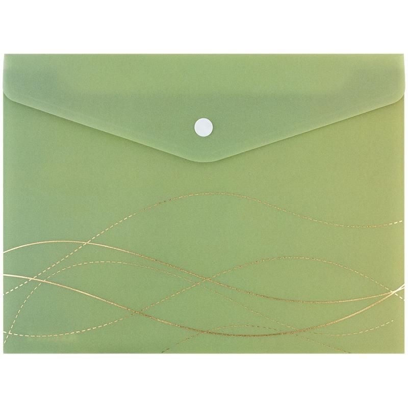 Папка на кнопці А5 непрозора, з шимером Waves, зелена (12 шт/уп) 1496-42 Axent