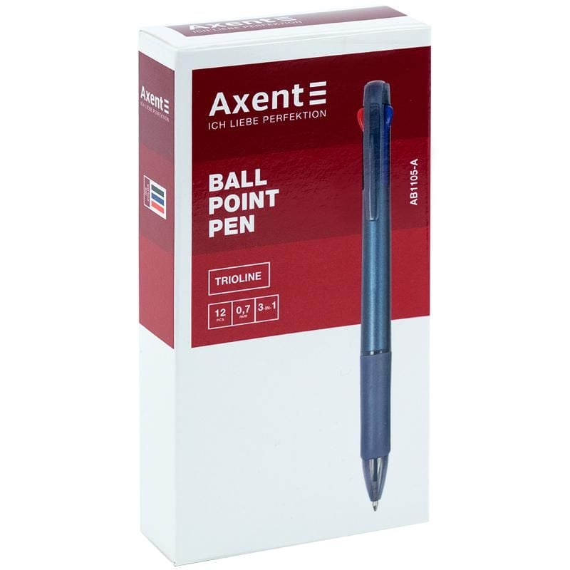 Ручка кулькова 3-х кольорова автомат TrioLine (12 шт/уп) AB1105 Axent