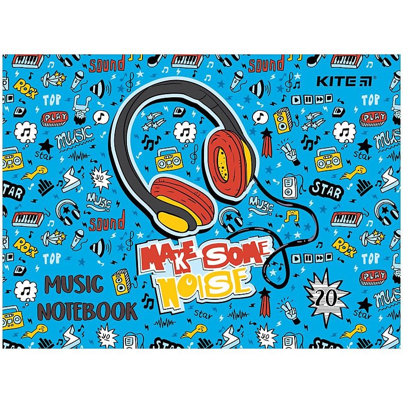 Зошит для нот А5 20 арк Headphines K24-405 Kite