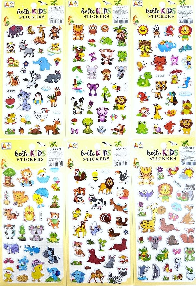 Наліпки Тварини (12 шт/уп) 762787ML (JN-U) Імпорт