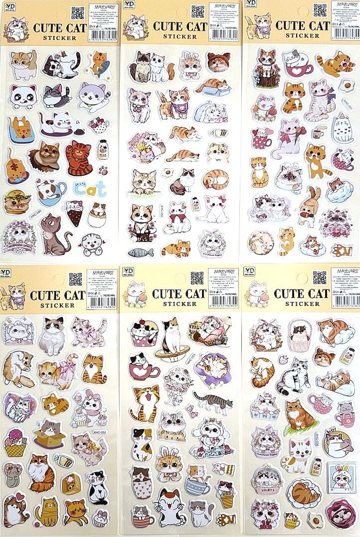 Наліпки Cute Cat (12 шт/уп) 762824ML (XHC) Імпорт