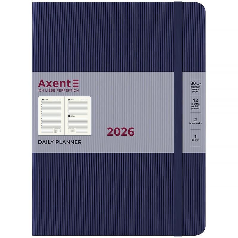 Блокнот щоденник 2026 Grand Lines 195*255 мм синій 8831-26-02 Axent