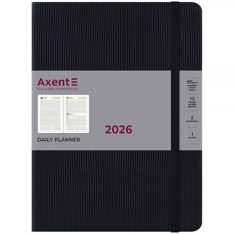 Блокнот Щотижневик 2026 Grand Lines 195*255 мм чорний 8531-26-01 Axent