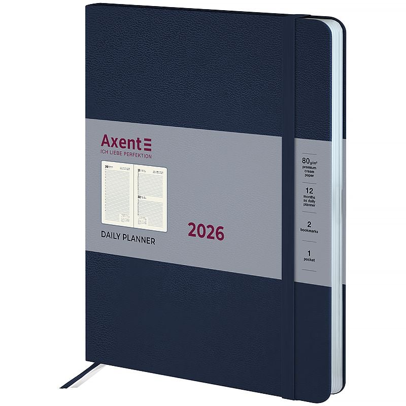 Блокнот щоденник 2026 Grand Lines 195*255 мм синій 8830-26-02 Axent