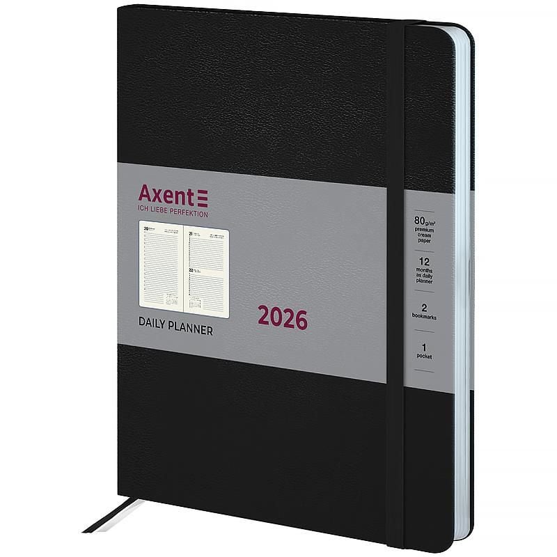 Блокнот щоденник 2026 Grand Lines 195*255 мм чорний 8830-26-01 Axent