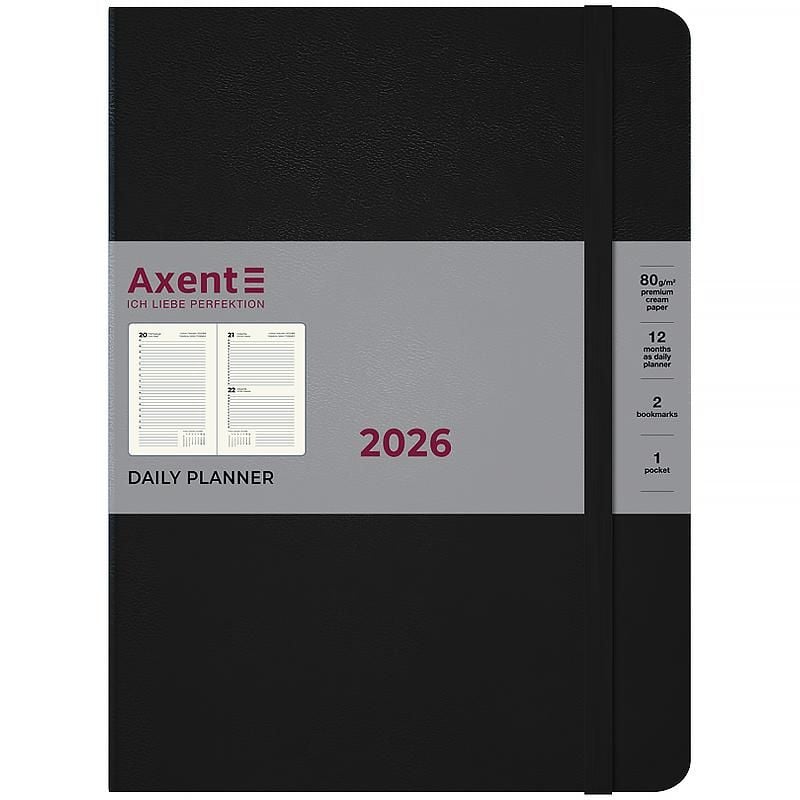 Блокнот щоденник 2026 Grand Lines 195*255 мм чорний 8830-26-01 Axent