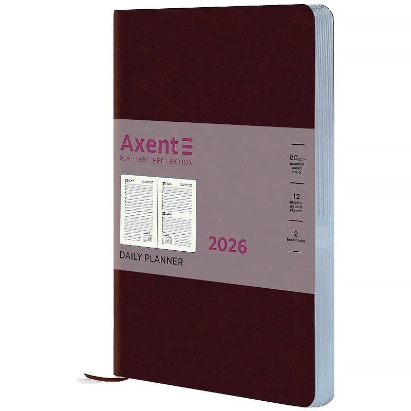 Блокнот щоденник 2026 Partner City Soft м'яка обкл срібний зріз 145*210 мм коричневий 8821-26-05 Axent