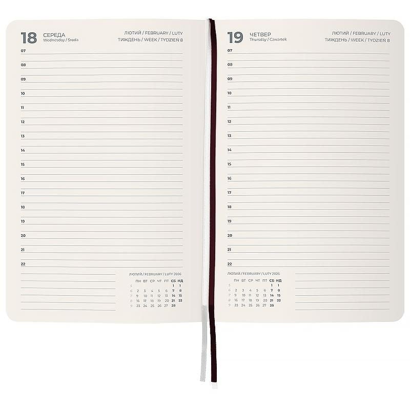 Блокнот щоденник 2026 Partner City Soft м'яка обкл срібний зріз 145*210 мм коричневий 8821-26-05 Axent