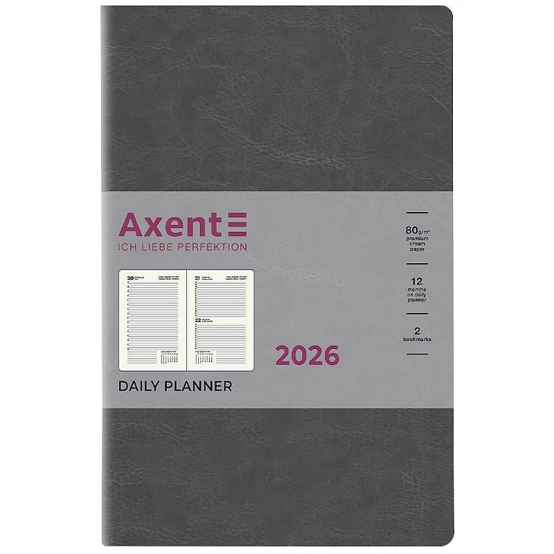 Блокнот щоденник 2026 Partner City Soft м'яка обкл срібний зріз 145*210 мм сірий 8821-26-06 Axent