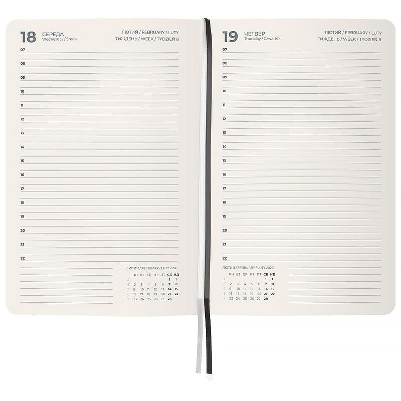 Блокнот щоденник 2026 Partner City Soft м'яка обкл срібний зріз 145*210 мм сірий 8821-26-06 Axent