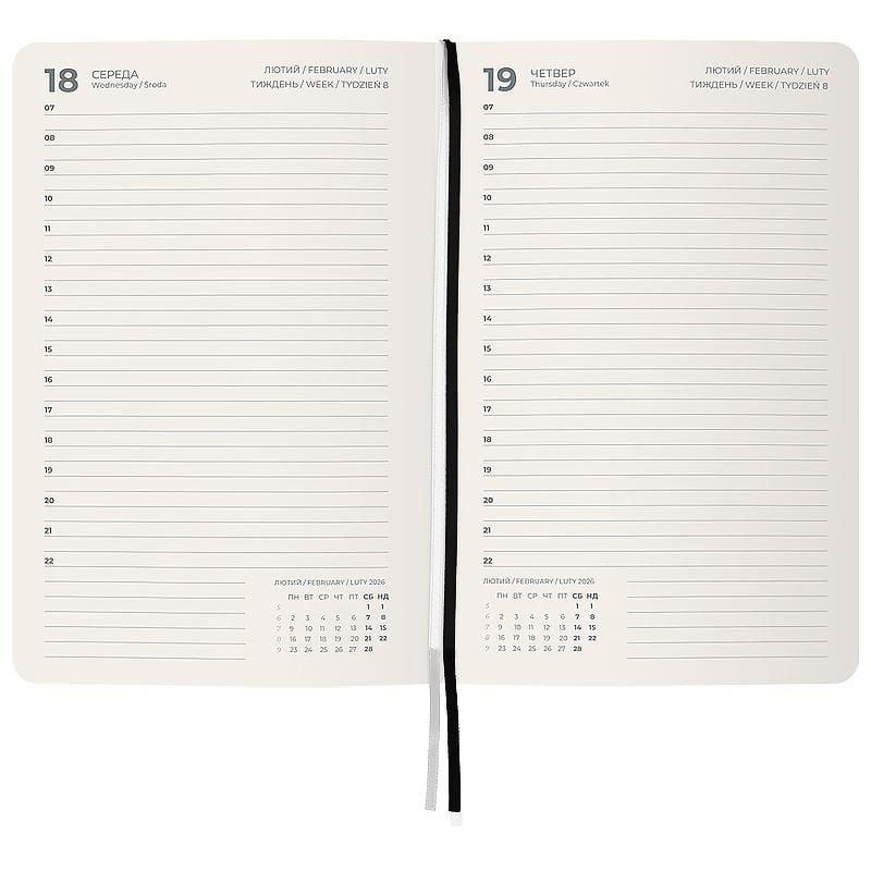 Блокнот щоденник 2026 Partner City Soft м'яка обкл срібний зріз 145*210 мм чорний 8821-26-01 Axent