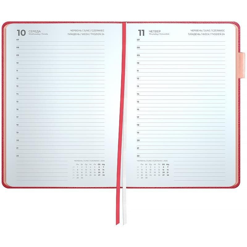 Блокнот щоденник 2026 Partner Soft Muse м'яка обкл кольоровий зріз 145*210 мм рожевий 8827-26-1 Axent