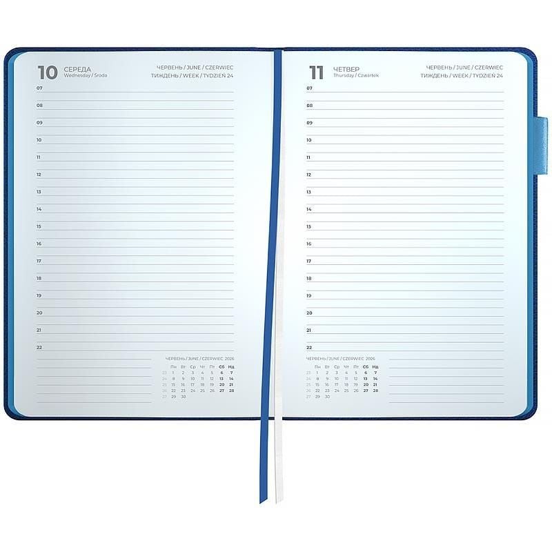 Блокнот щоденник 2026 Partner Soft Muse м'яка обкл кольоровий зріз 145*210 мм синій 8827-26-3 Axent