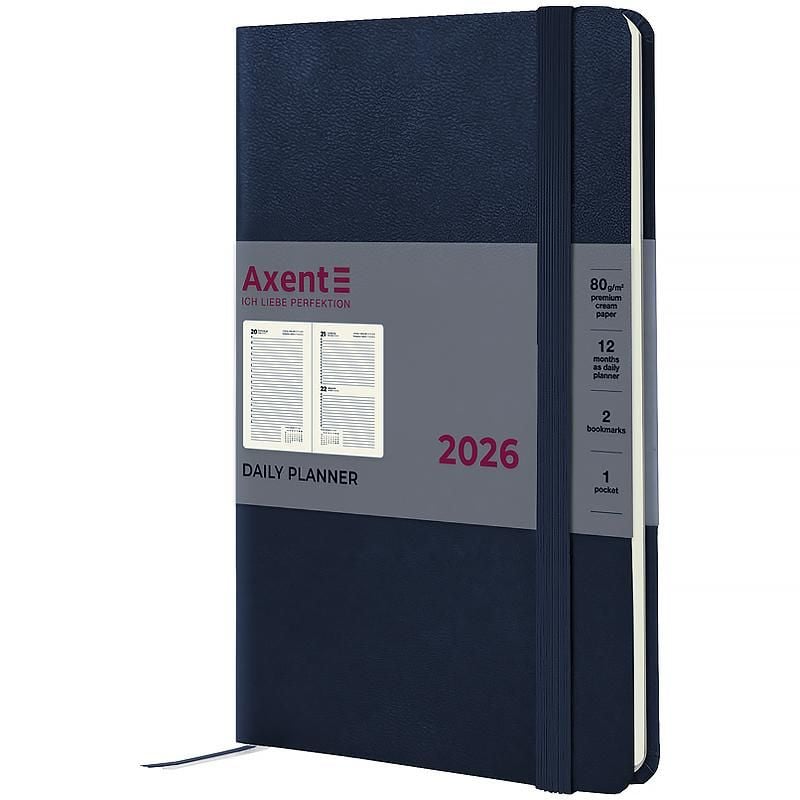 Блокнот щоденник 2026 Partner Strong тверда обкл 145*210 мм синій 8819-26-02 Axent