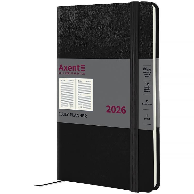 Блокнот щоденник 2026 Partner Strong 145*210 мм чорний 8819-26-01 Axent