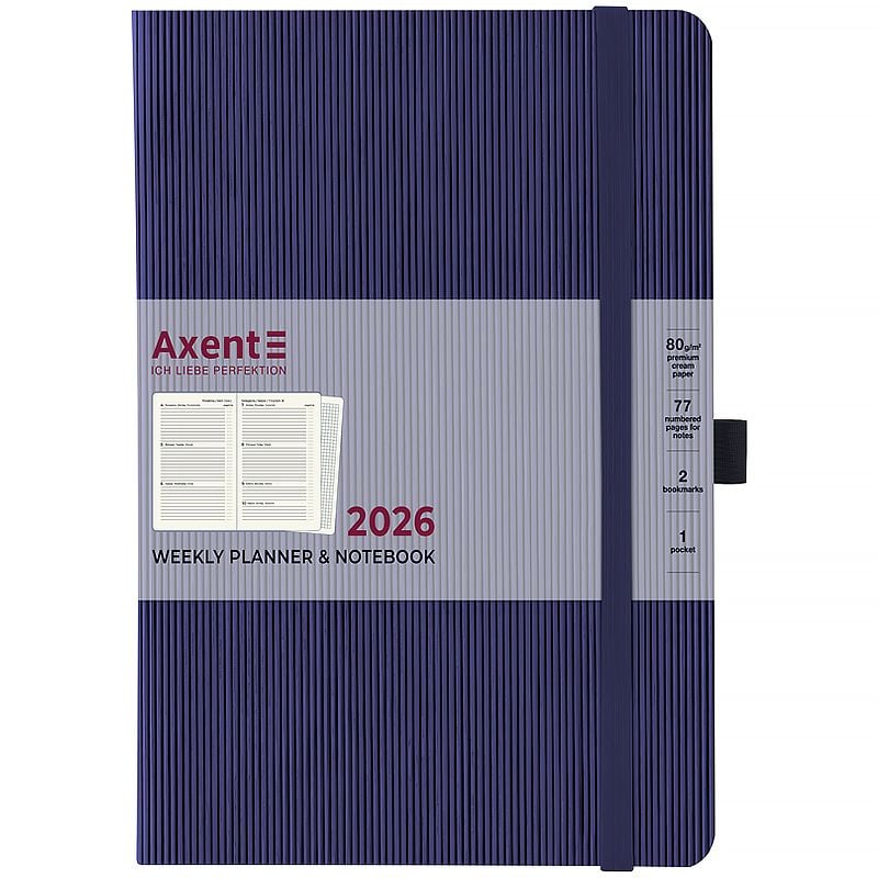 Блокнот Щотижневик 2026 Grand Lines 195*255 мм синій 8531-26-02 Axent