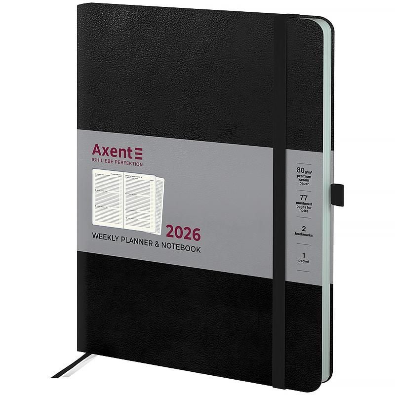 Блокнот Щотижневик 2026 Grand Strong 195*255 мм чорний 8530-26-01 Axent