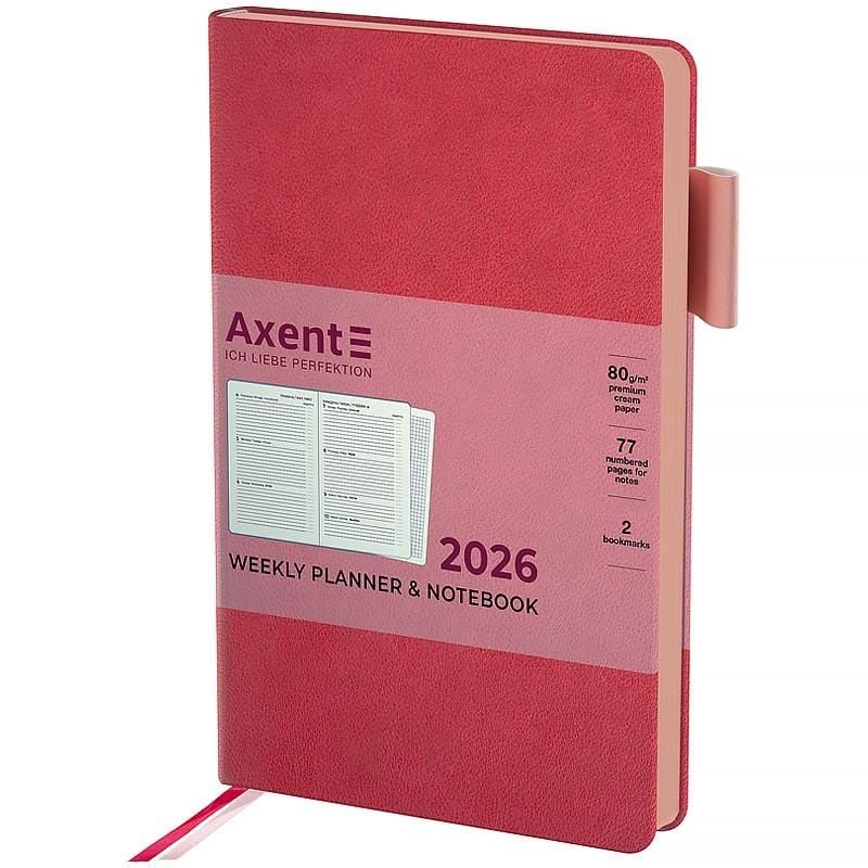 Блокнот Щотижневик 2026 Partner Soft Muse 125* 195 мм рожевий 8527-26-1 Axent