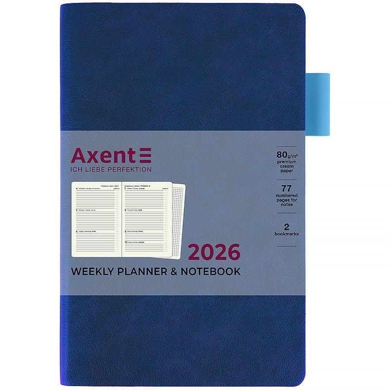 Блокнот Щотижневик 2026 Partner Soft Muse 125* 195 мм синій 8527-26-3 Axent