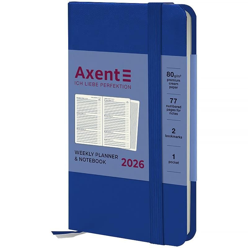 Блокнот Щотижневик 2026 Pocket Strong 90* 150 мм класичний синій 8508-26-38 Axent