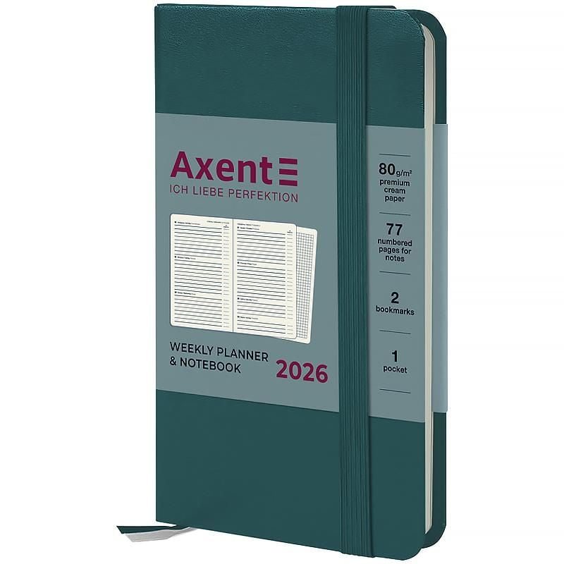 Блокнот Щотижневик 2026 Pocket Strong 90* 150 мм лазурний 8508-26-63 Axent