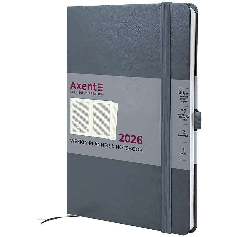Блокнот Щотижневик 2026 Prime Strong 145*210 мм сірий 8507-26-62 Axent