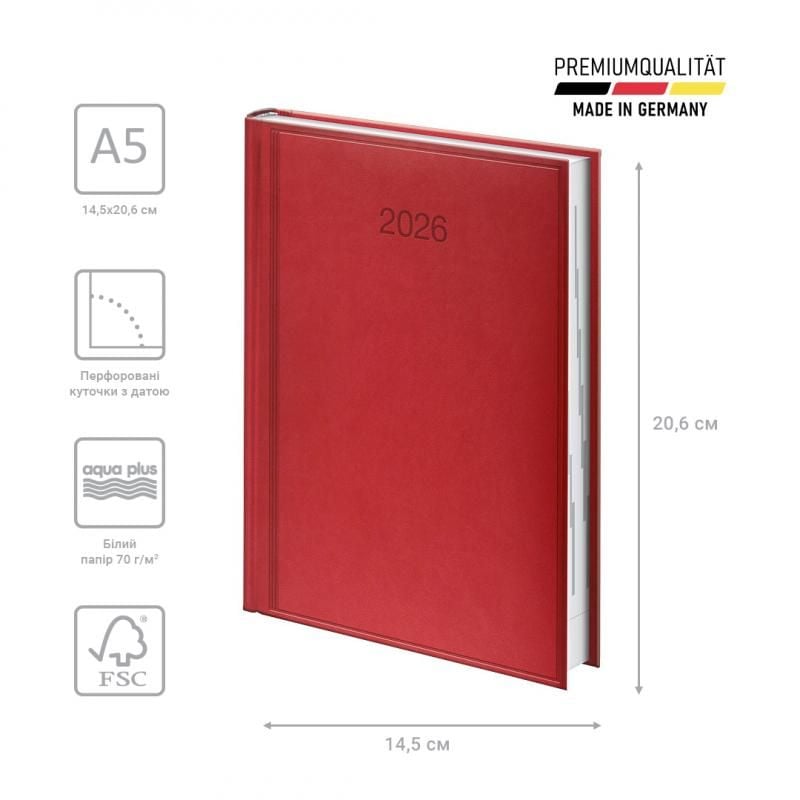 Блокнот щоденник 2026 Torino Trend червоний 73-795 38 206 BRUNNEN