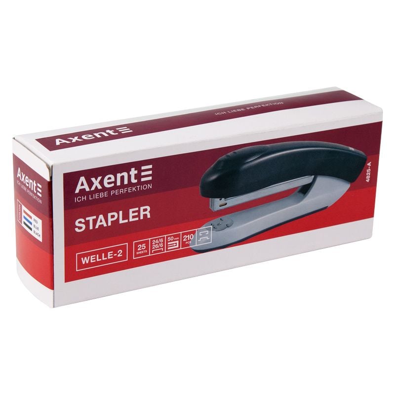 Степлер №24/6  до 25 арк зшиву Welle-2 чорний 4825-01 Axent