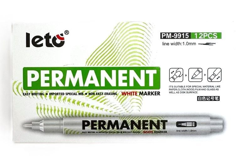 Маркер перманентний білий 1,0 мм (12 шт/уп) PM-9915 (SA-0382) Імпорт
