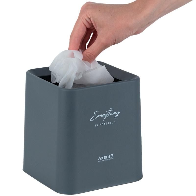 Набір настільний Контейнер для сміття квадратний сірий 2132-03 Axent