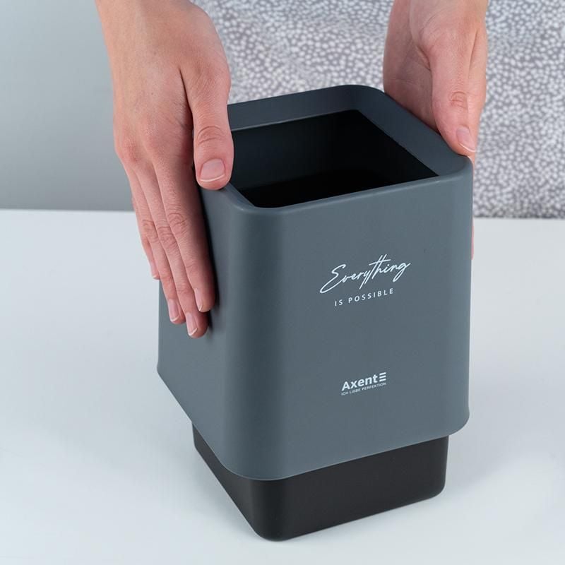 Набір настільний Контейнер для сміття квадратний сірий 2132-03 Axent