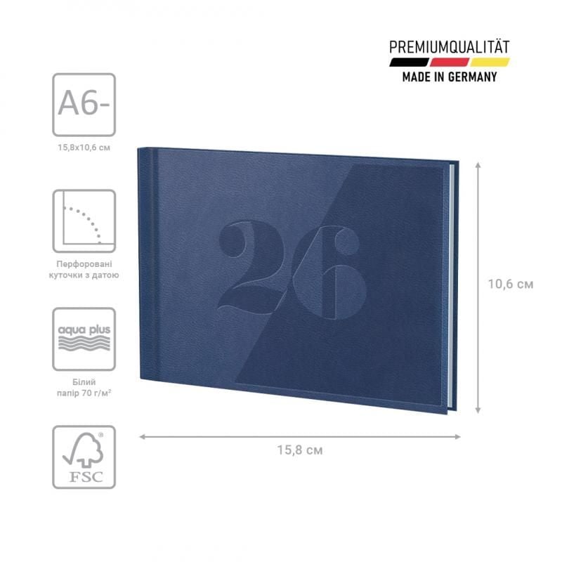 Блокнот щоденник кишеньковий 2026 Torino Trend синій 73-755 38 616 BRUNNEN