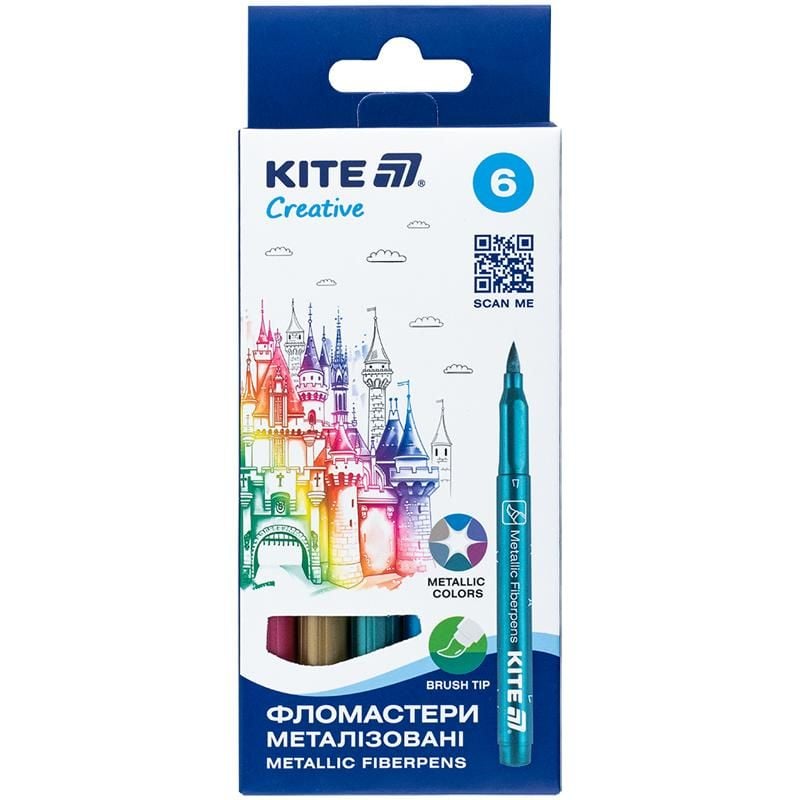 Фломастери браш металізовані 6 кол Creative K-1149 Kite