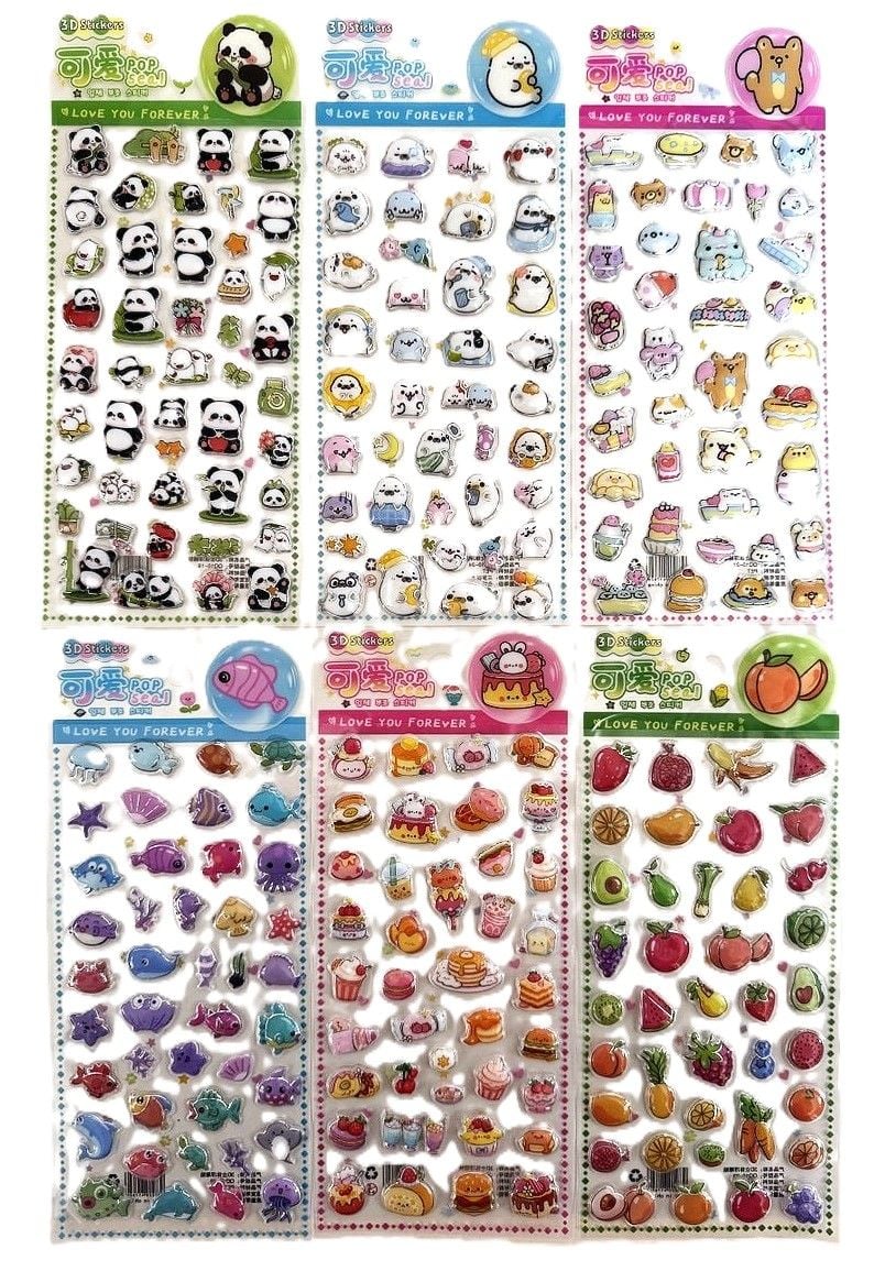 Наліпки 22*10 см на прозорому планшеті об'ємні (10 шт/уп) QQ10 (SA-0492) Імпорт