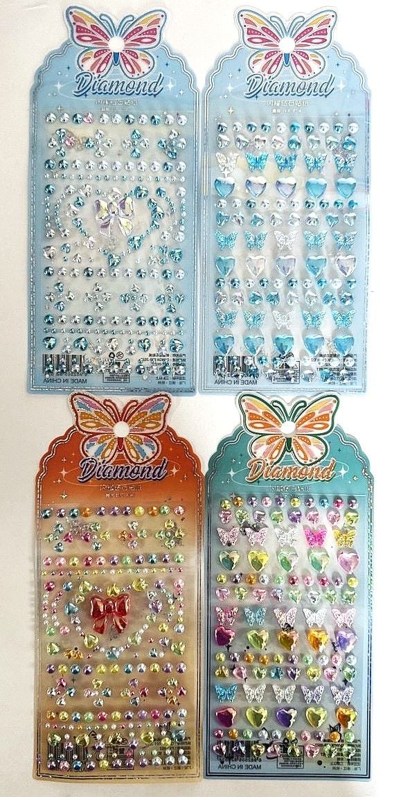 Наліпки стрази 10*22.5 см  на прозорому планшеті (24 шт/уп) WDX (SA-0502) Імпорт