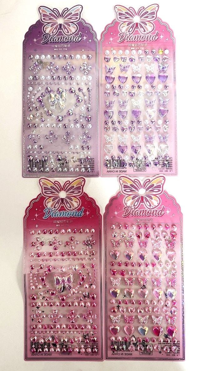 Наліпки стрази 10*22.5 см  на прозорому планшеті (24 шт/уп) WDX (SA-0502) Імпорт