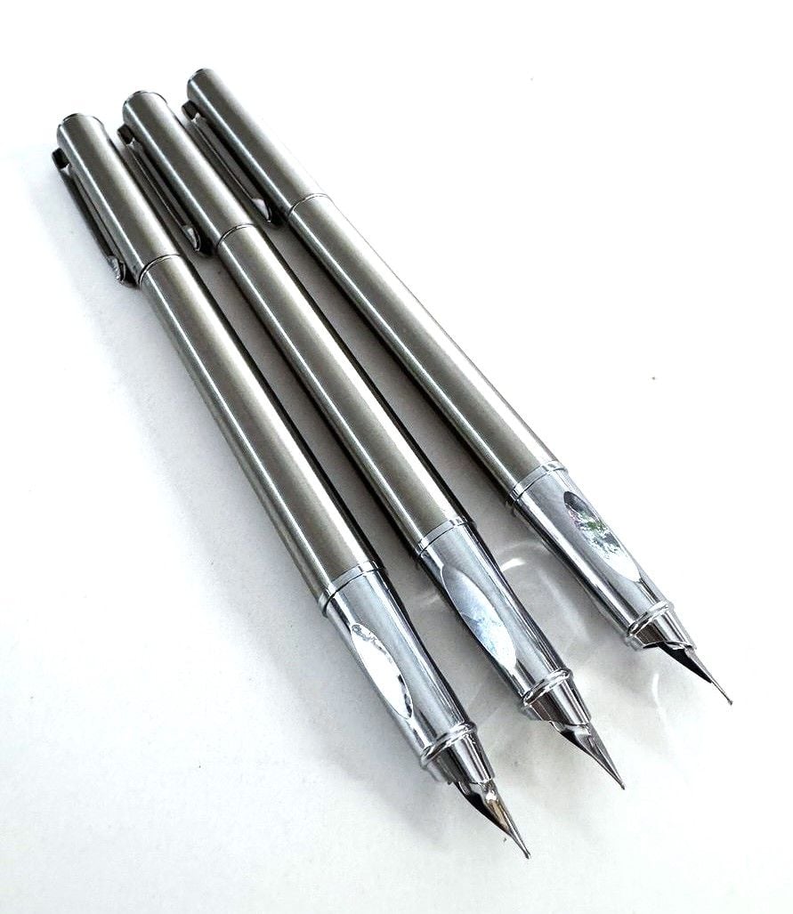 Ручка пір'яна металева срібний корпус (15 шт/уп) 732 Китай