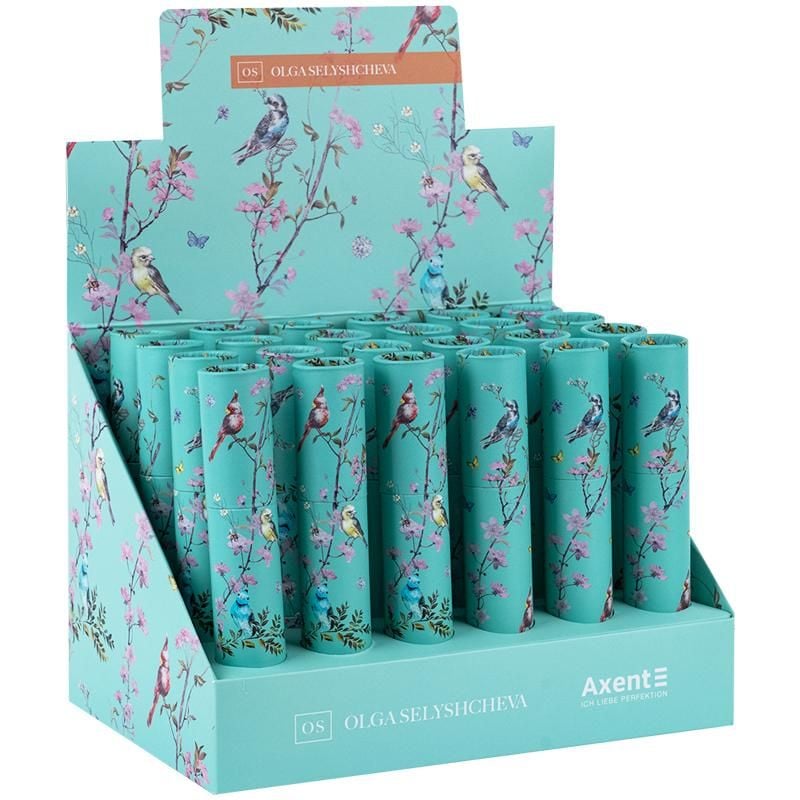 Ручка подарункова кулькова в футлярі синя Olga Selyshcheva Spring (24 шт/уп) AB1098-06-02 Axent