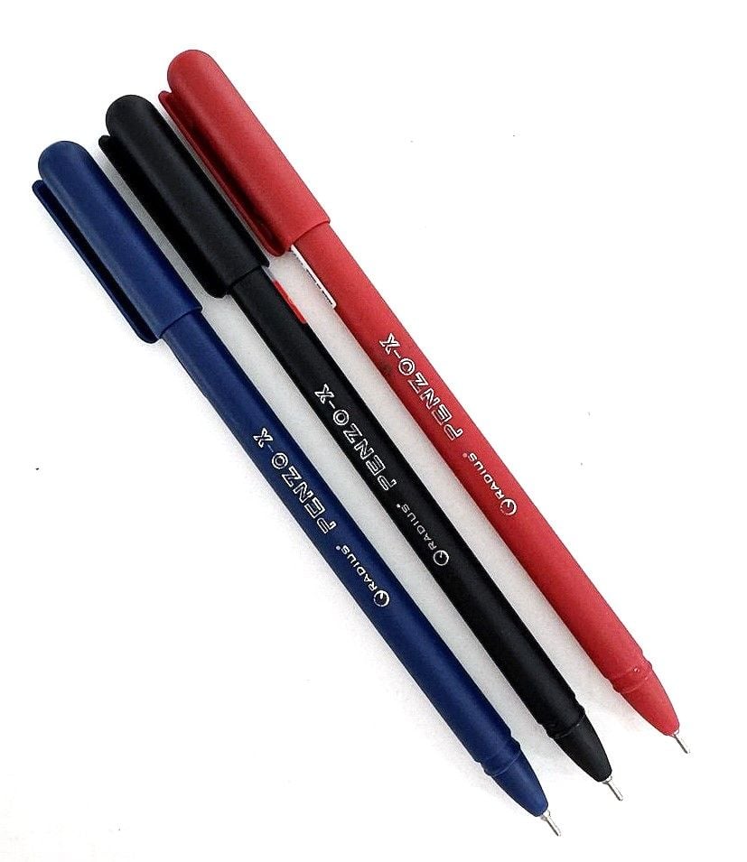 Ручка масляна 0.7 мм синя, чорна, червона (Індія) (100 шт/уп) PENZO-X RADIUS