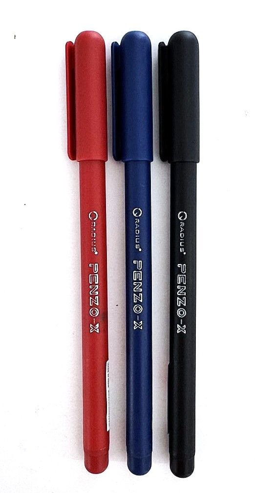 Ручка масляна 0.7 мм синя, чорна, червона (Індія) (100 шт/уп) PENZO-X RADIUS