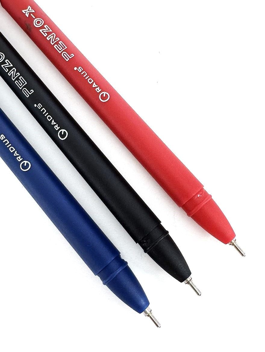 Ручка масляна 0.7 мм синя, чорна, червона (Індія) (100 шт/уп) PENZO-X RADIUS