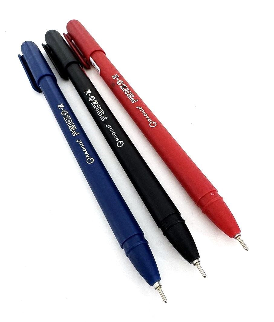 Ручка масляна 0.7 мм синя, чорна, червона (Індія) (100 шт/уп) PENZO-X RADIUS