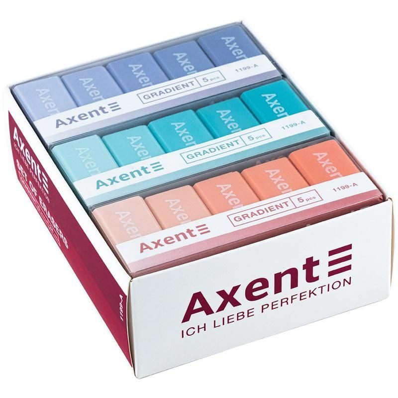 Гумка набір 5 шт Gradient асорті (12 наб/блок) 1199 Delta by Axent