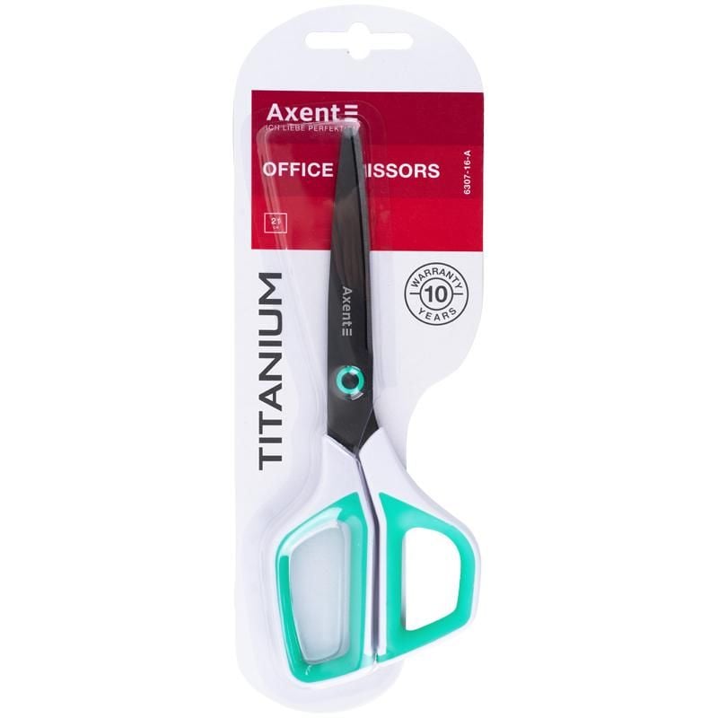 Ножиці 21 см біло-бірюзові  Titanium (12 шт/уп) 6307-16 Axent