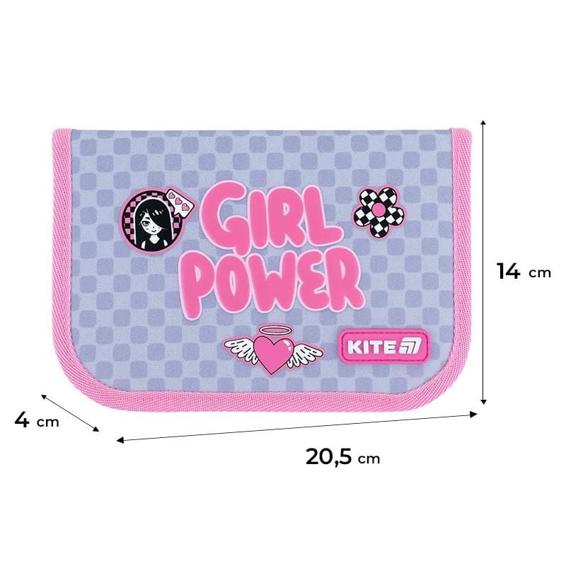 Пенал 1 відділення 1 відворот Girl`s Power сірий K26-621-5 Kite