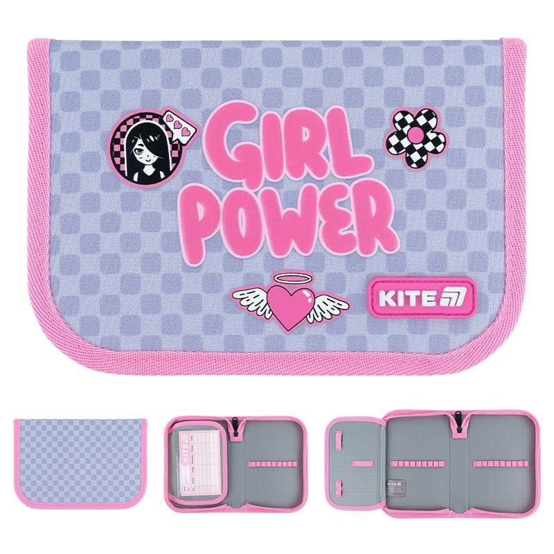 Пенал 1 відділення 1 відворот Girl`s Power сірий K26-621-5 Kite