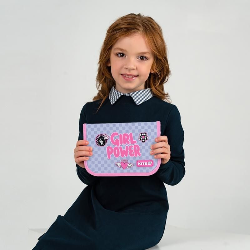 Пенал 1 відділення 1 відворот Girl`s Power сірий K26-621-5 Kite