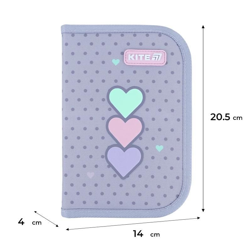 Пенал 1 відділення 1 відворот Lovely сіро-бузковий K26-621-3 Kite